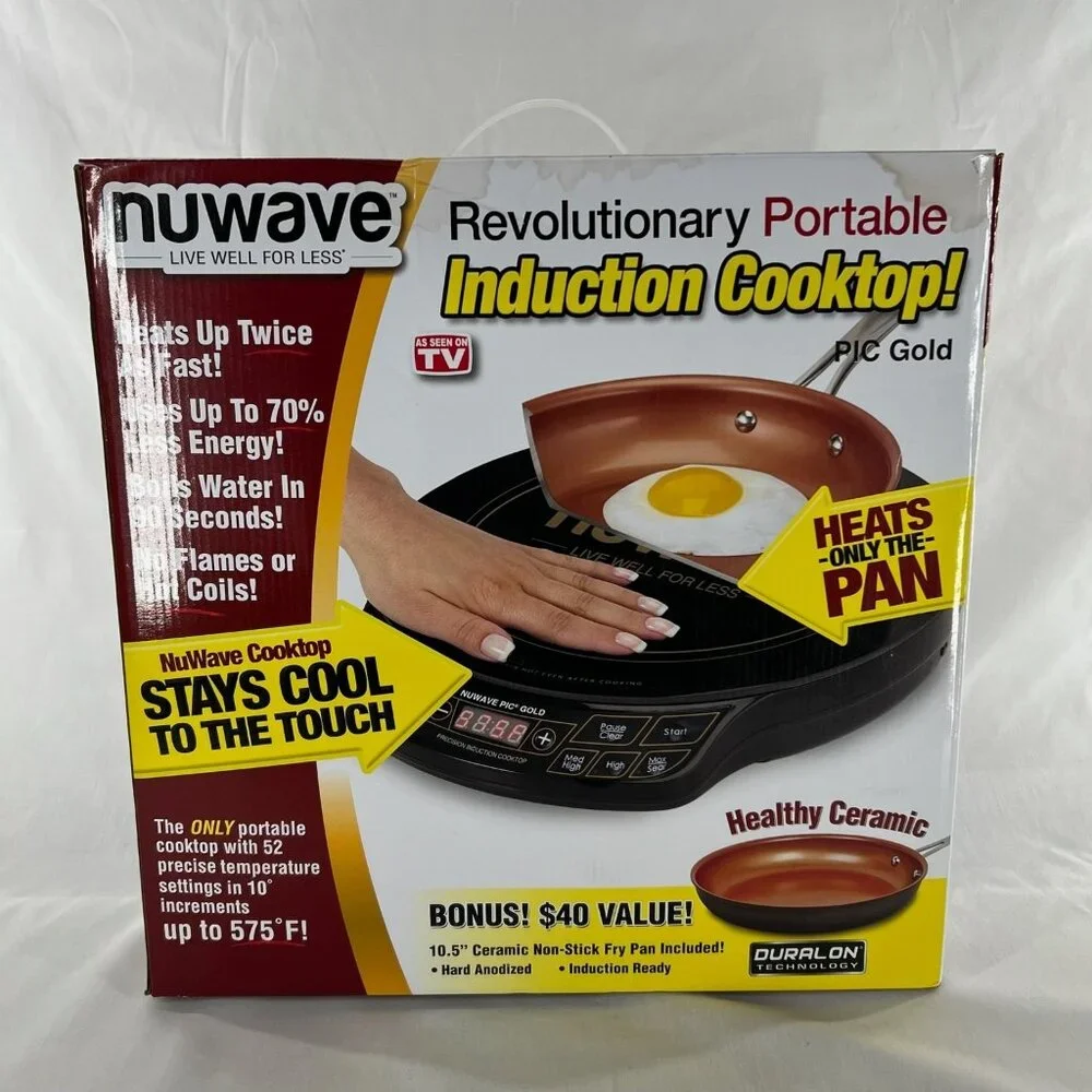 NuWave PIC Gold Precision Induction Cooktop 1500W Portable w/ Pan Open Box